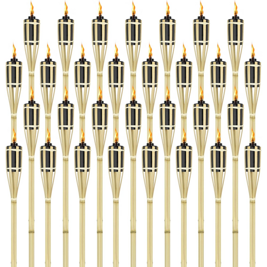 Torcia in Bambù, fiaccola da giardino con contenitore per olio lampante