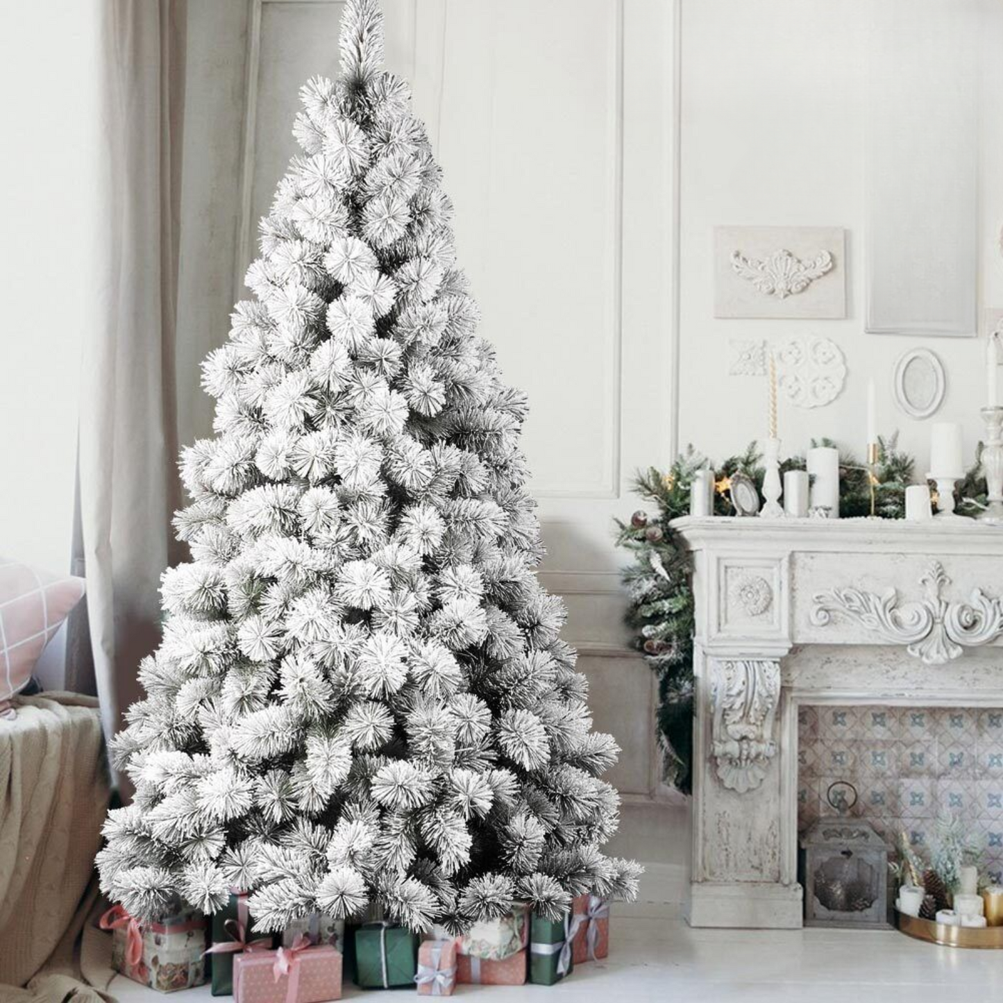Albero di Natale "Cortina" innevato floccato altissima qualità in PP realistico