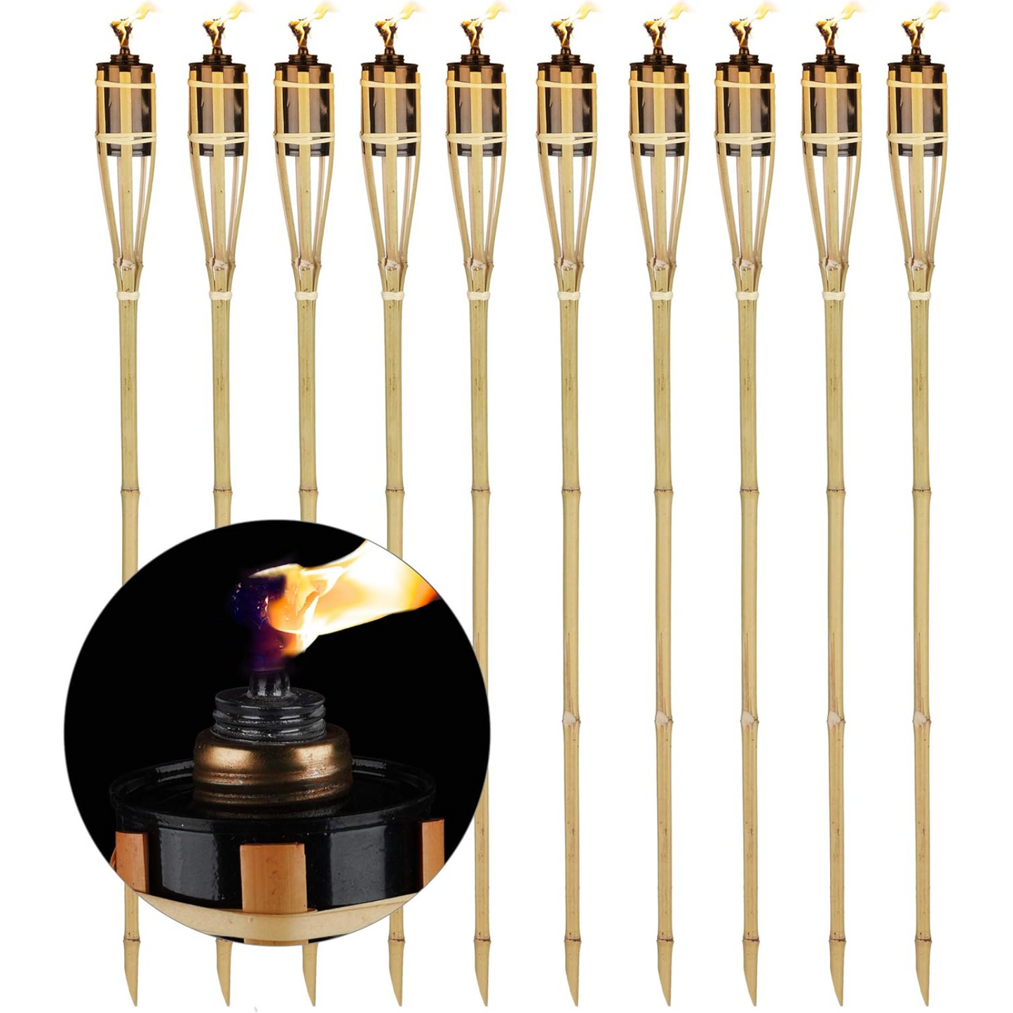 Torcia in Bambù, fiaccola da giardino con contenitore per olio lampante