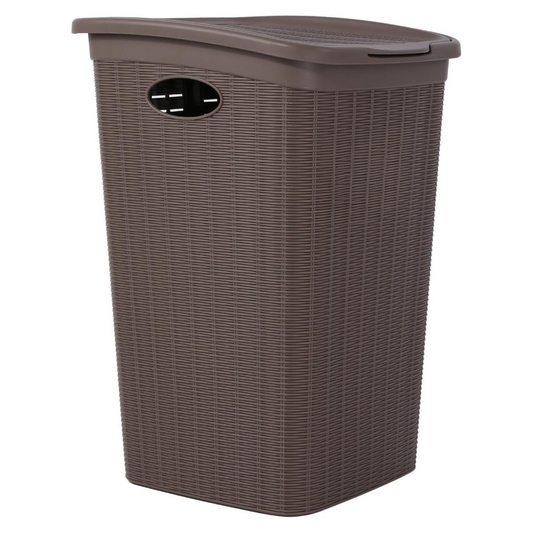 Cesto portabiancheria Vittoria capacità 50 Lt, tortora, effetto vimini