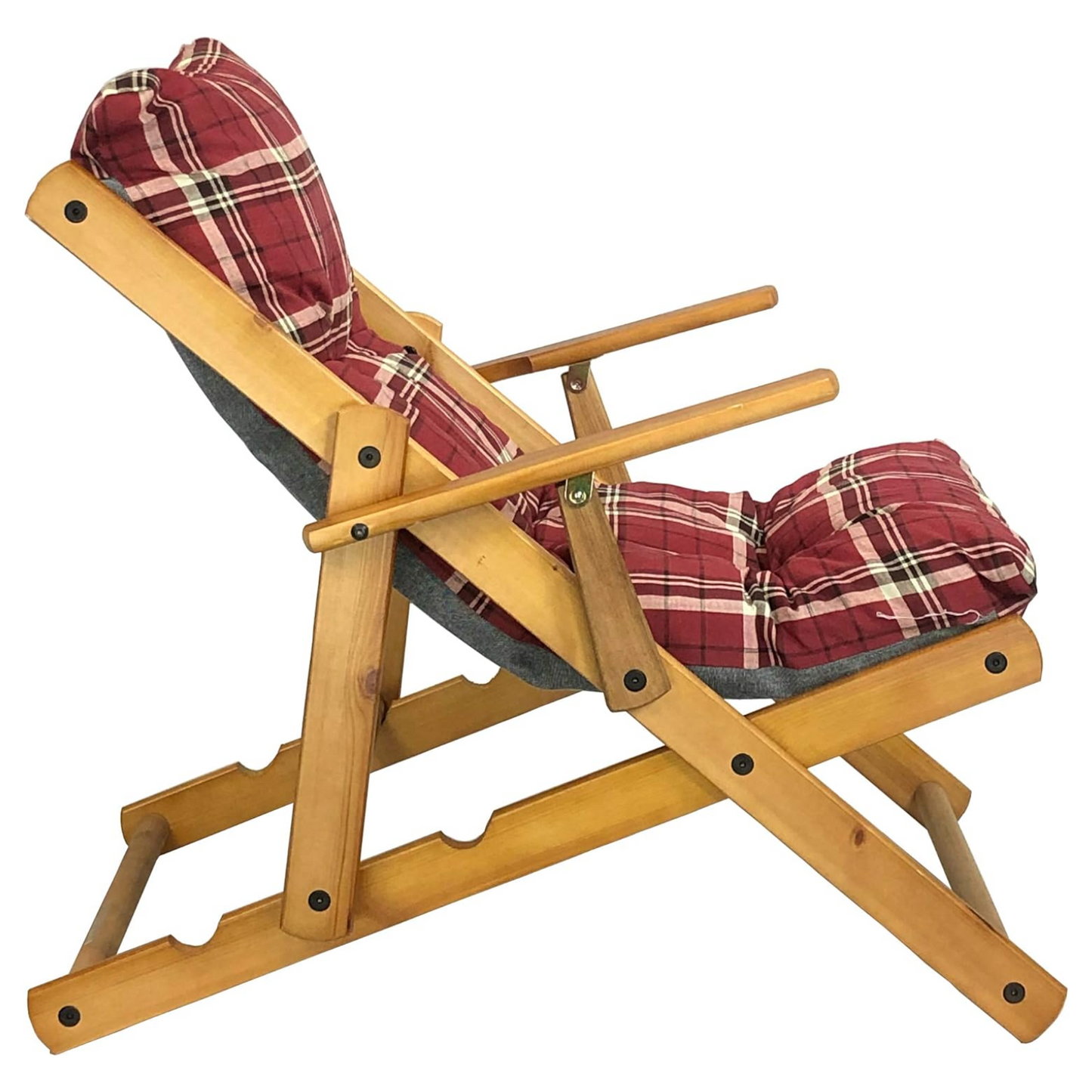 Poltrona Sdraio Harmony, reclinabile in legno pieghevole con cuscino