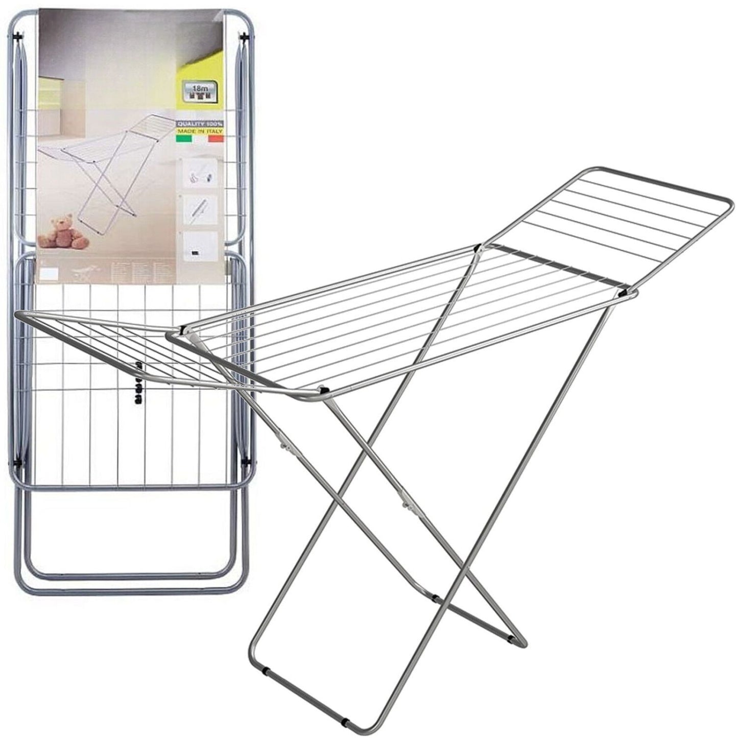 Stendibiancheria da pavimento in acciaio, 18 metri