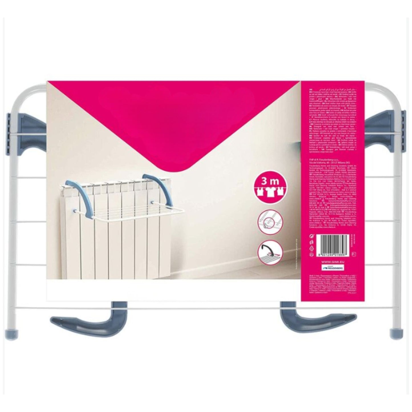 Stendibiancheria in acciaio verniciato, con braccia in resina, 3 mt