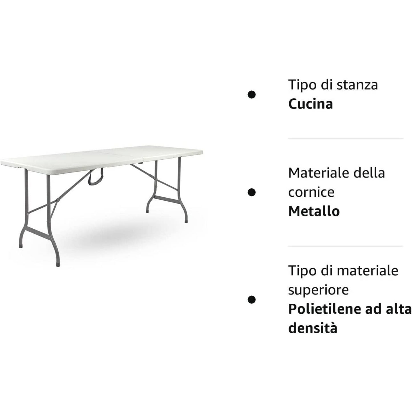 Tavolo catering pieghevole richiudibile a valigetta 180x75x72 cm