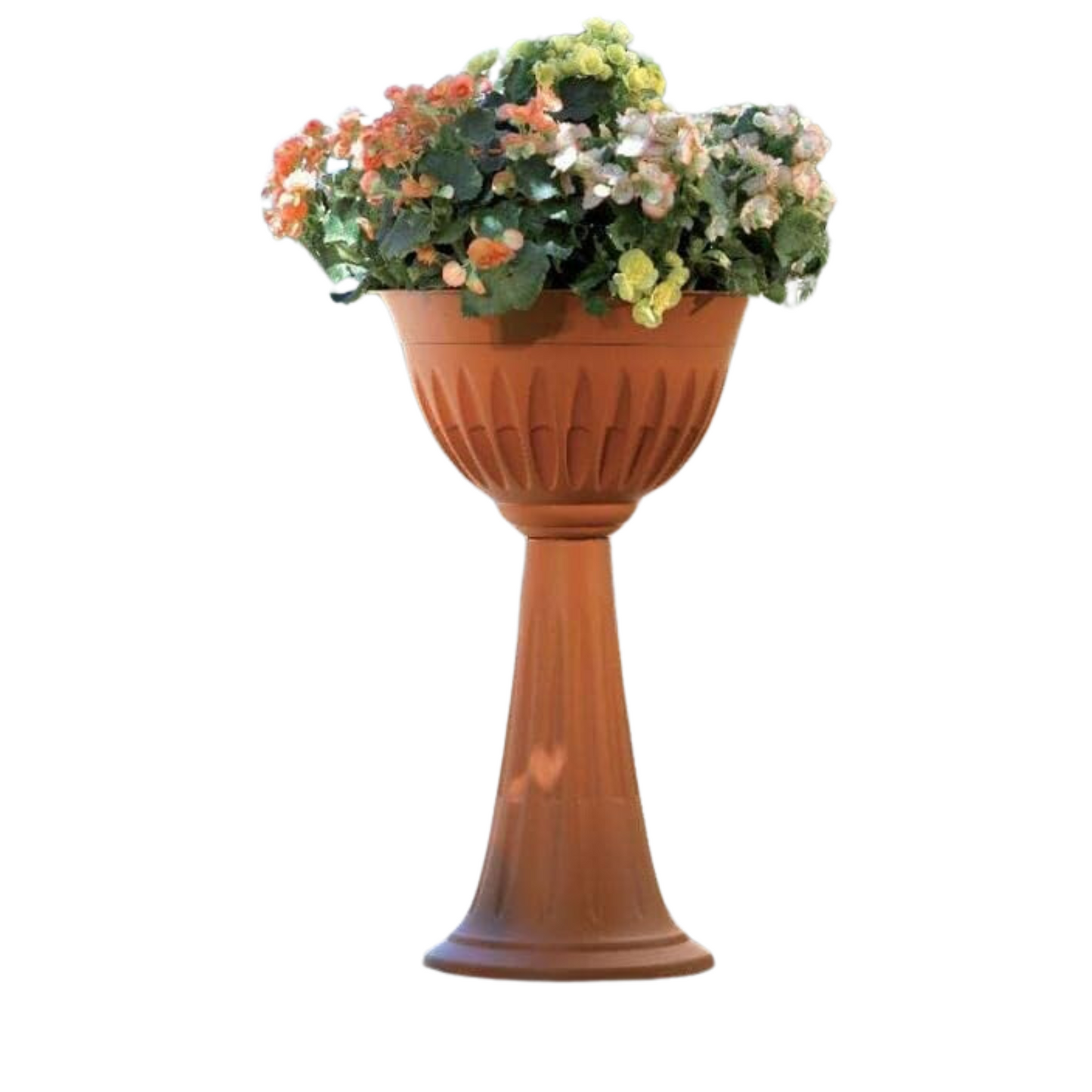 Vaso a colonna terracotta, fioriera posacenere in pvc, h 74,5 cm
