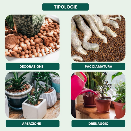 Argilla espansa per drenaggio terriccio, pacciamatura decorativa