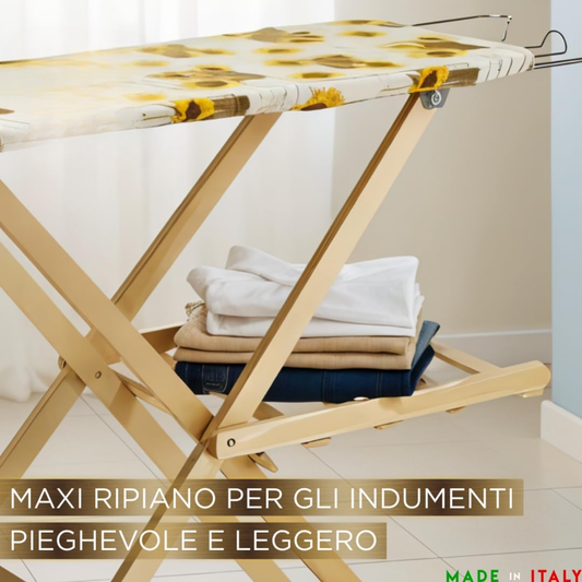 Asse da stiro in legno, piano 114x37 cm,