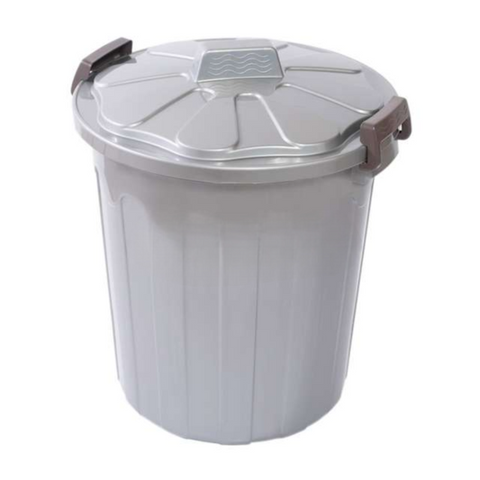 Pattumiera per rifiuti con coperchio, Grigio, in plastica resistente