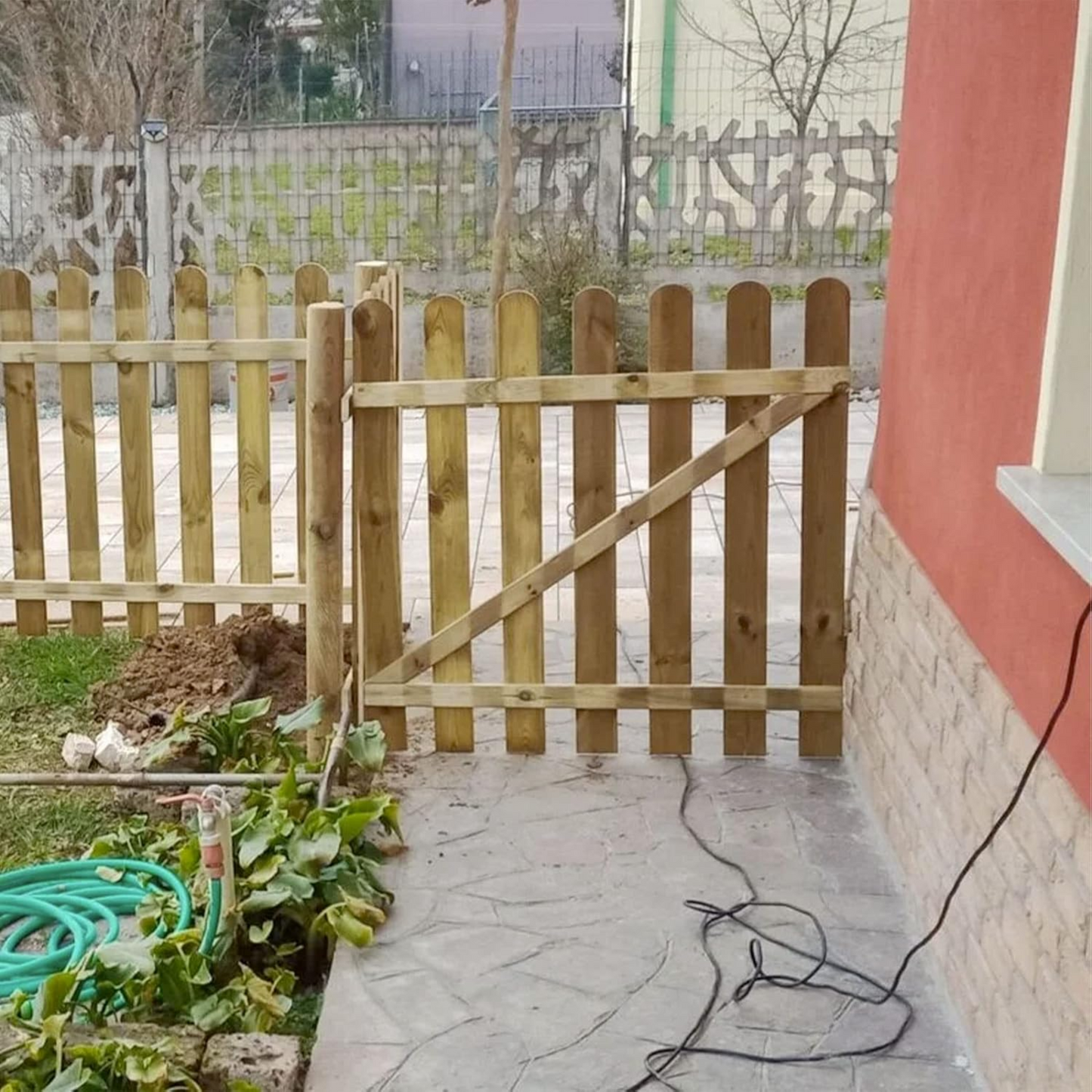 Cancelletto in legno di pino impregnato, arredo decorativo giardino terrazzo divisorio