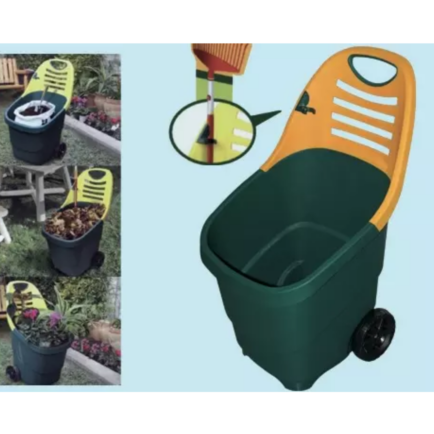 Carrello da giardino, trolley a 2 ruote con maniglia cm 50x45xh90