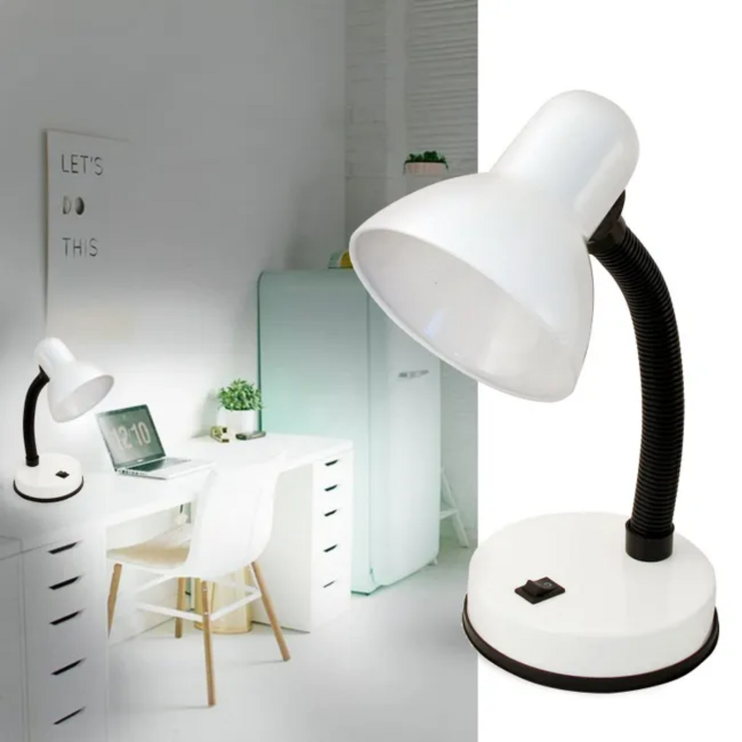 Lampada da tavolo vintage, lume da scrivania LED, con braccio orientabile e flessibile
