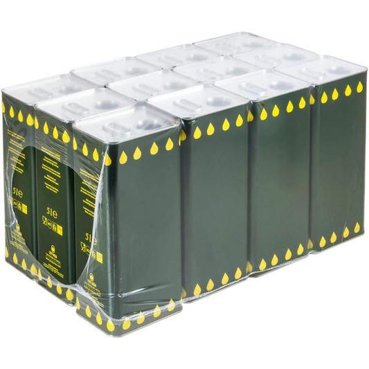 Lattina Olio 5lt 12 Pezzi, con Tappo Ermetico e Manico, ideale per Olio d'Oliva Extravergine