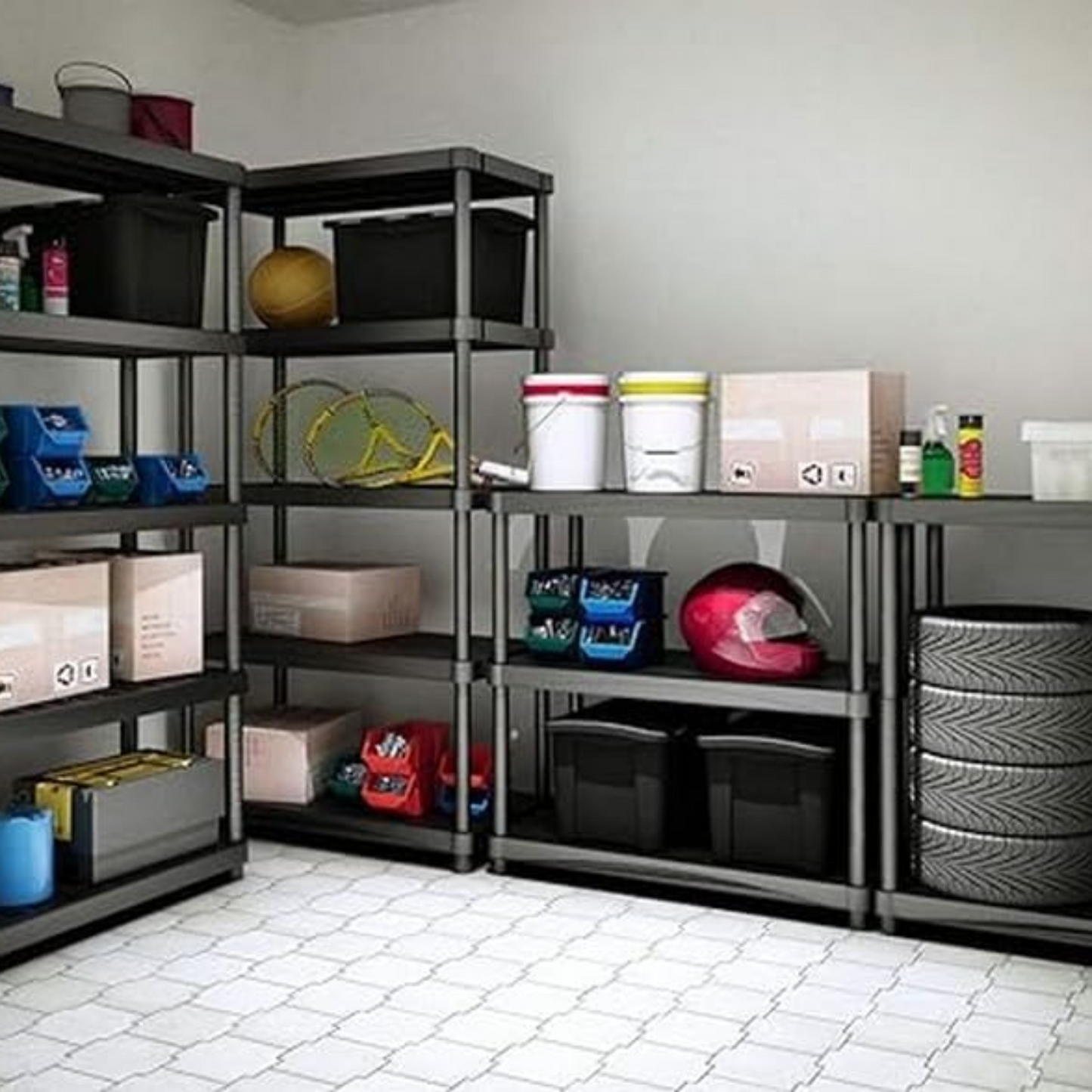 Scaffale modulare 5 ripiani in plastica rinforzata, 80x40x176 cm, facile da montare, resistente