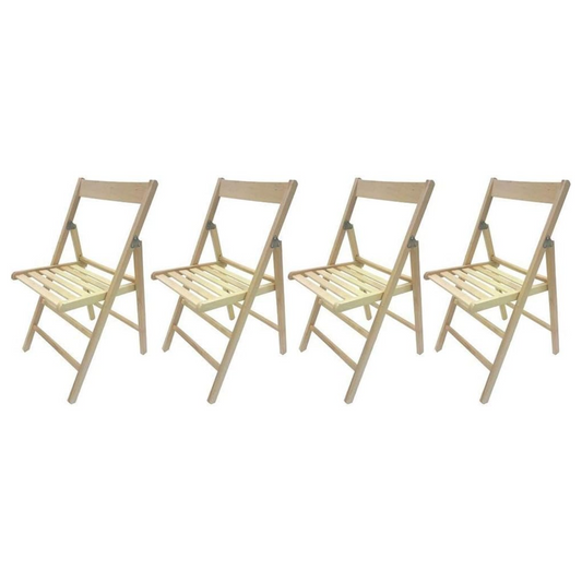 Sedie pieghevoli birreria in legno faggio, per casa e giardino, 4 pezzi