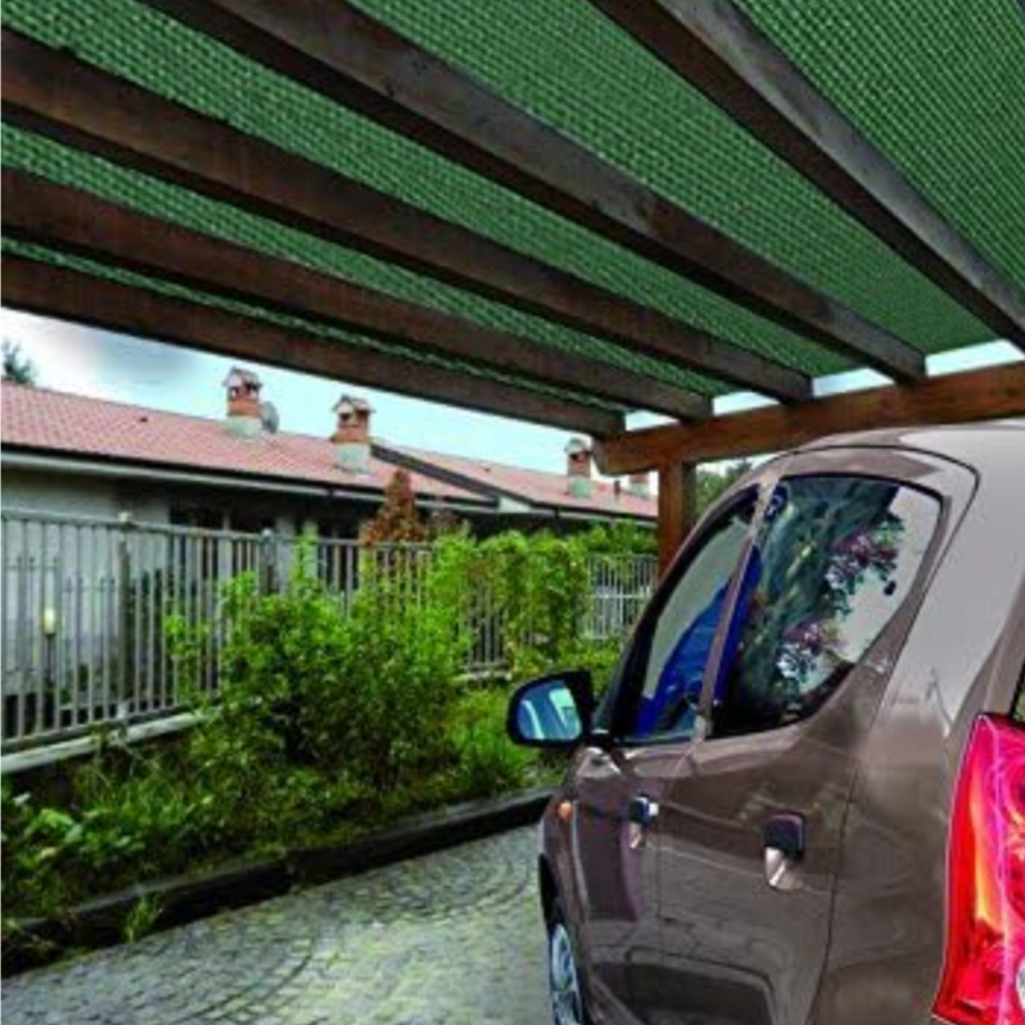 Rete ombreggiante verde per recinzioni e coperture, telo coprente al 90%