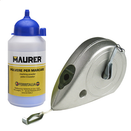 Set tracciatore professionale in alluminio con flacone di polvere blu, filo 30 mt