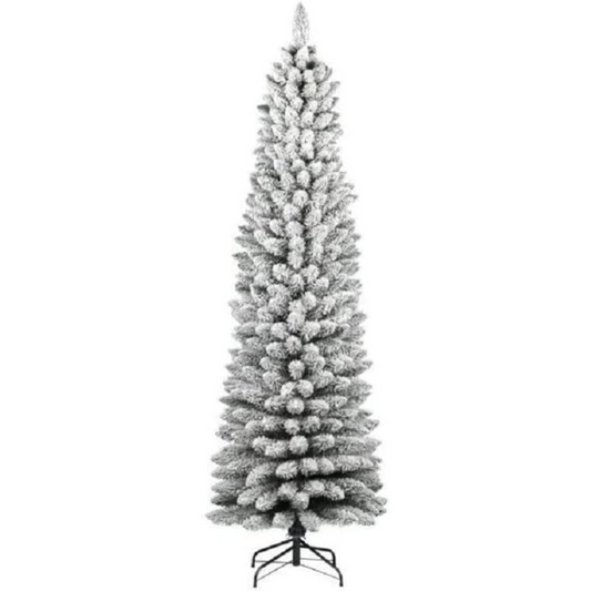 Albero di Natale "Monviso"  Slim innevato floccato di altissima qualità in PVC