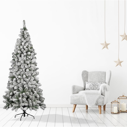 Albero di Natale "Valdisere" 180 cm floccato innevato in PE+PVC, 500 rami