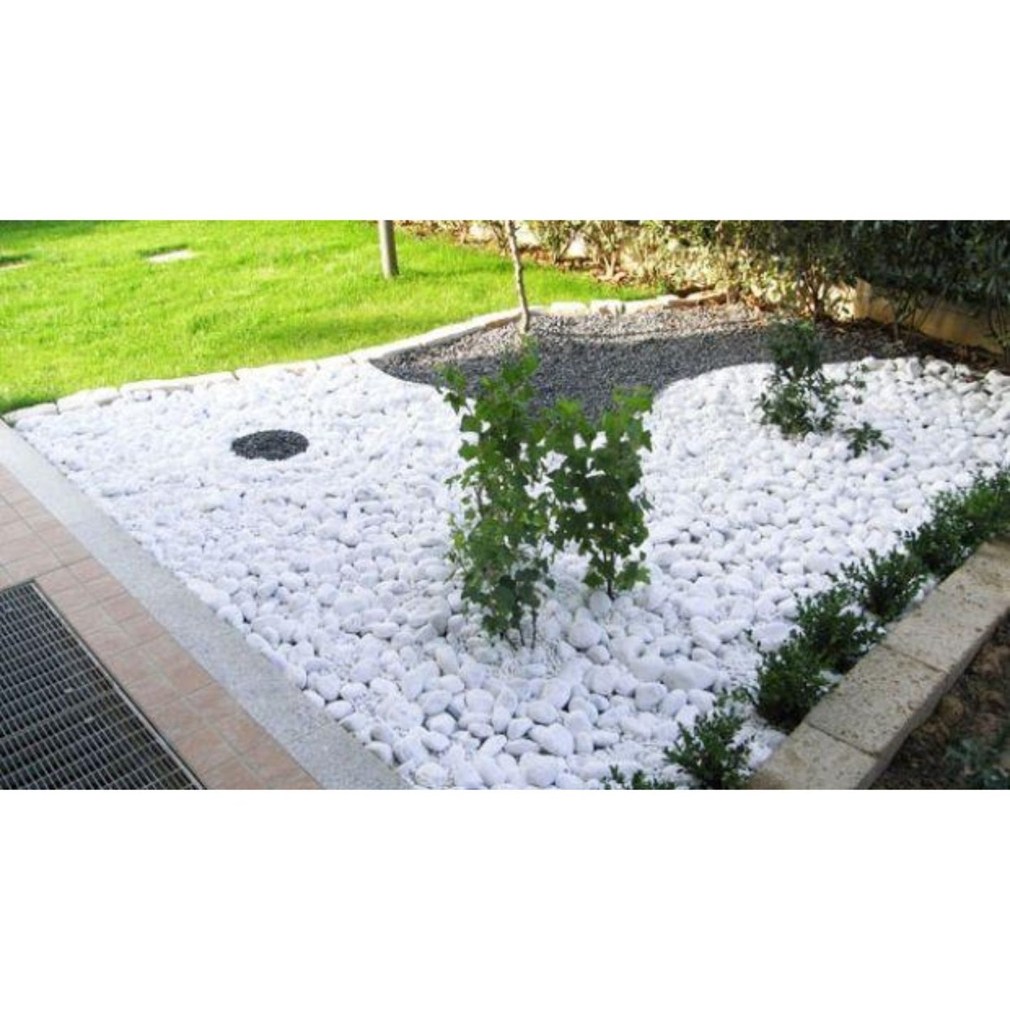 Ciottoli in marmo bianco 25kg per decorazione giardino o vasi