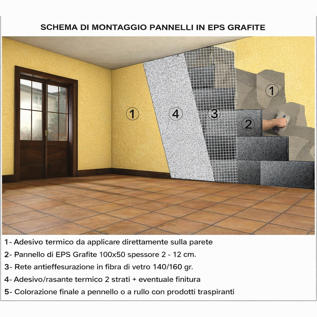 Pannelli in Polistirolo con Grafite 20 kg/mq, 100x50 cm spessore 5 cm
