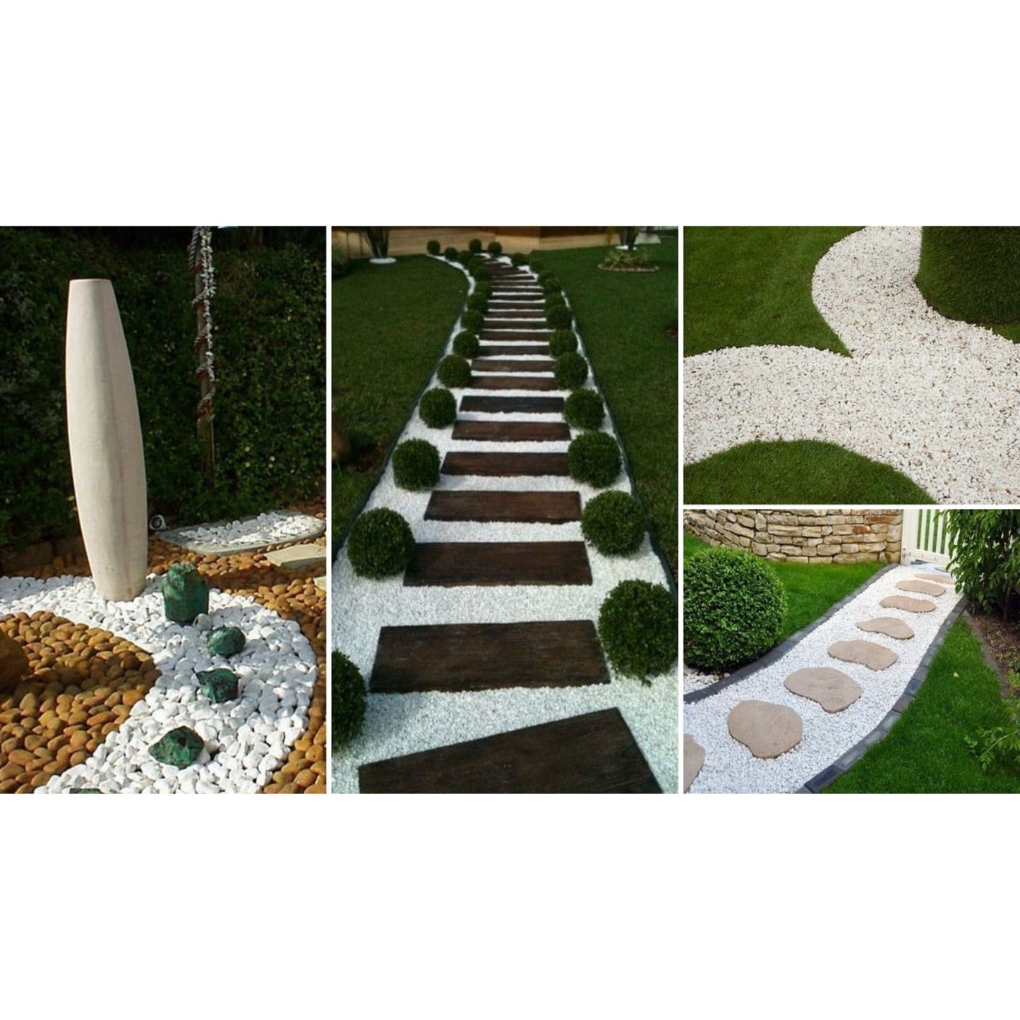 Ciottoli in marmo bianco 25kg per decorazione giardino o vasi