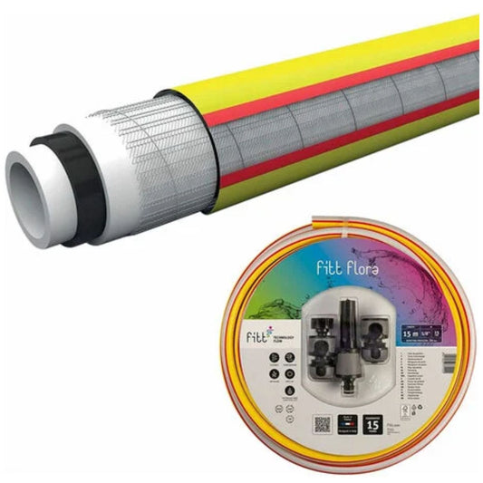 Tubo da giardino 15mm x 15mt - 5/8" coestruso con kit 'Flora' antitorsione