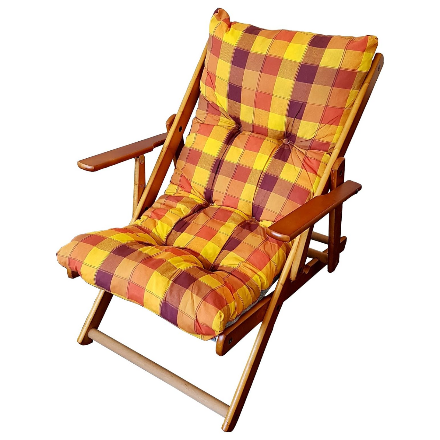 Poltrona Sdraio Harmony, reclinabile in legno pieghevole con cuscino