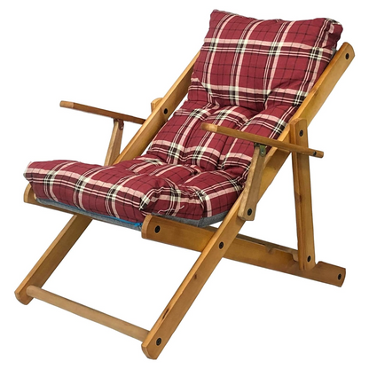 Poltrona Sdraio Harmony, reclinabile in legno pieghevole con cuscino