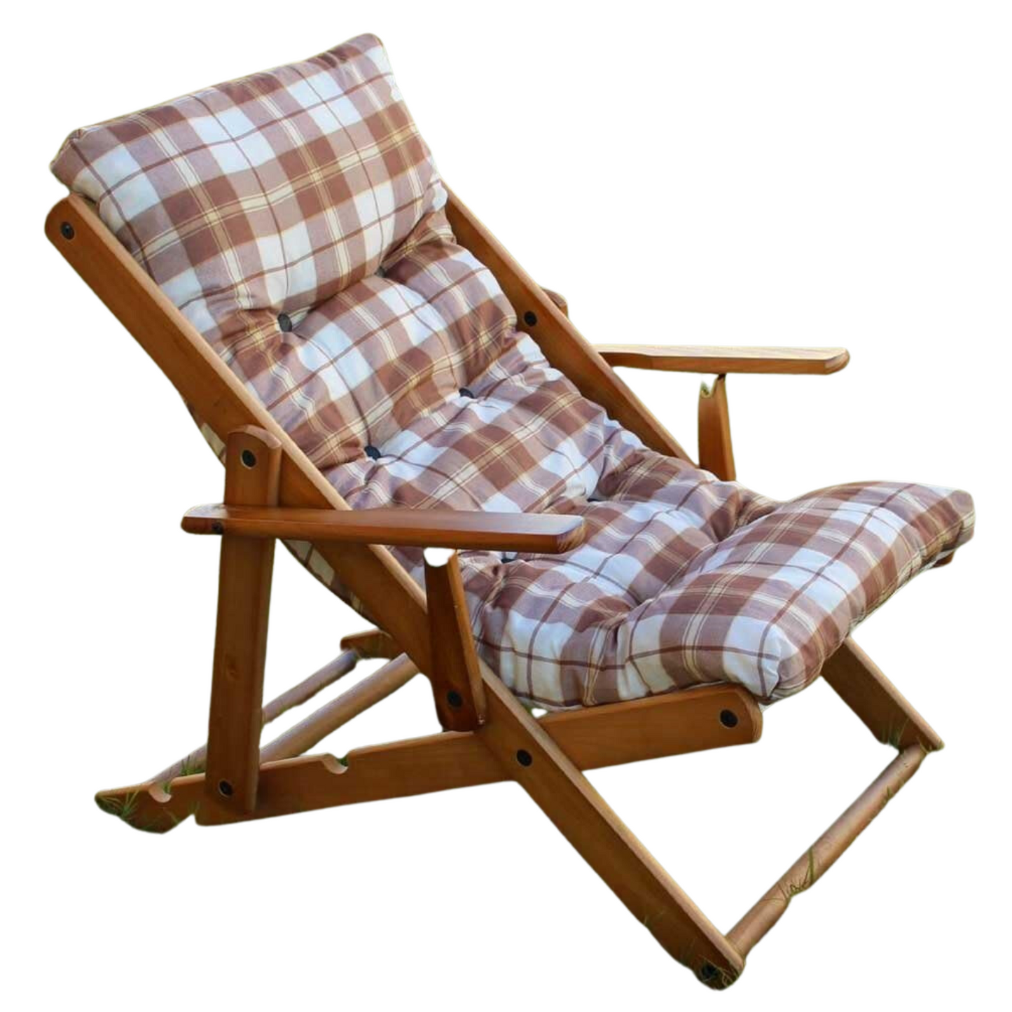 Poltrona Sdraio Harmony, reclinabile in legno pieghevole con cuscino