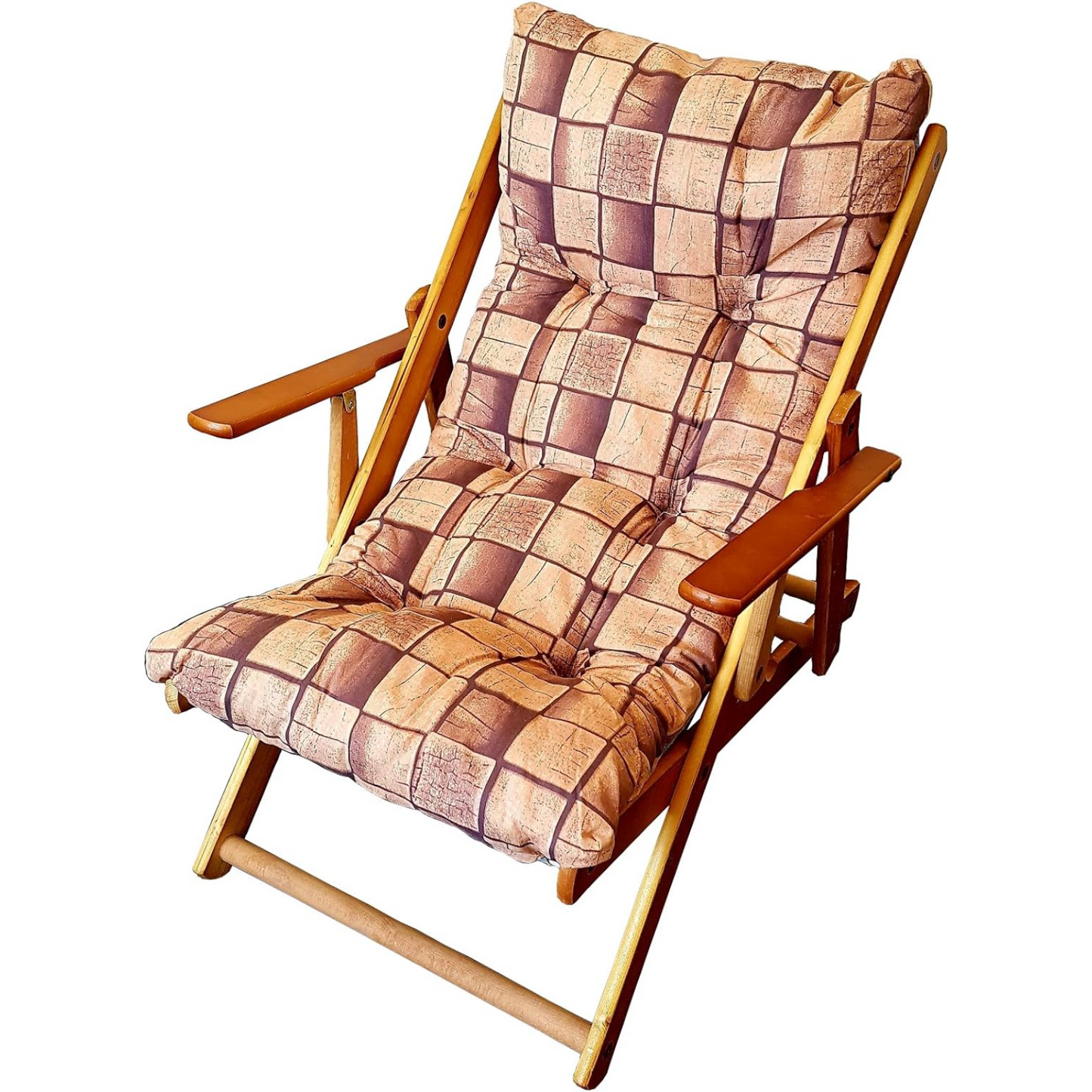 Poltrona Sdraio Harmony, reclinabile in legno pieghevole con cuscino