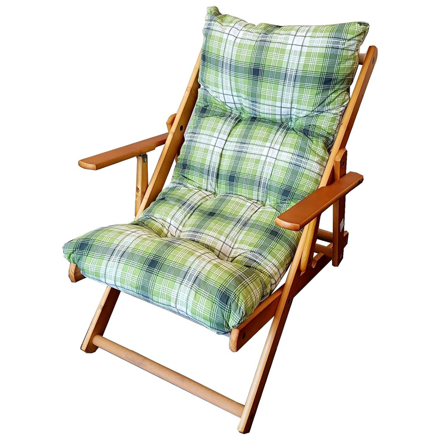 Poltrona Sdraio Harmony, reclinabile in legno pieghevole con cuscino