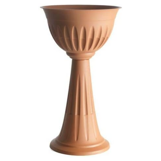 Vaso a colonna terracotta, fioriera posacenere in pvc, h 74,5 cm
