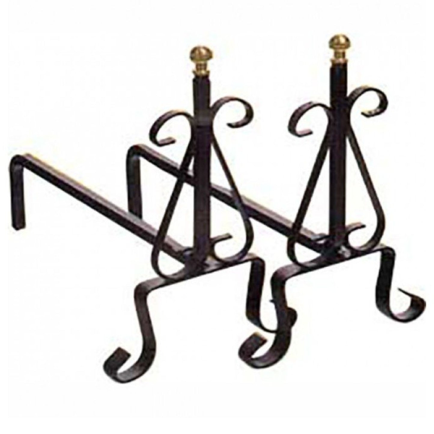 Set 2 pezzi Alari portalegna per camino in ferro battuto 37x23x38cm