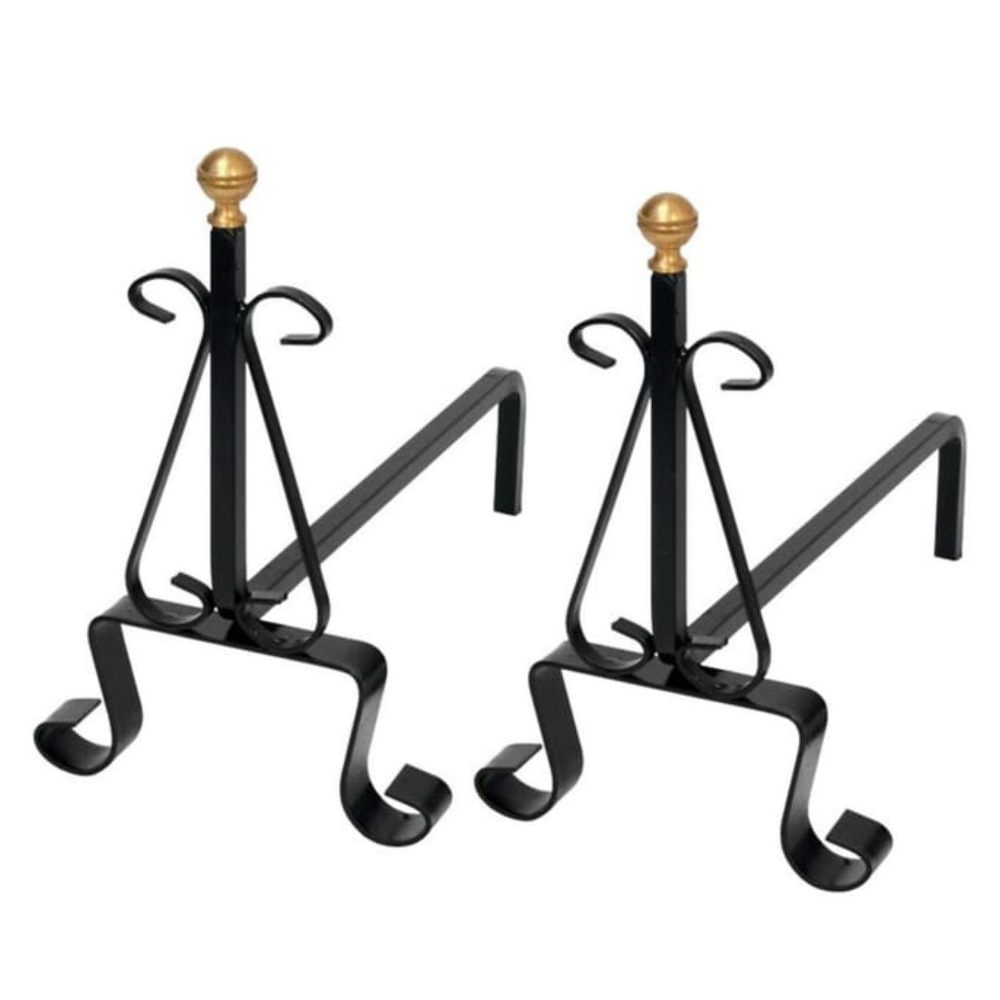 Set 2 pezzi Alari portalegna per camino in ferro battuto 37x23x38cm