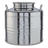 Contenitore per olio d'oliva in acciaio inox, fusto con coperchio e rubinetto