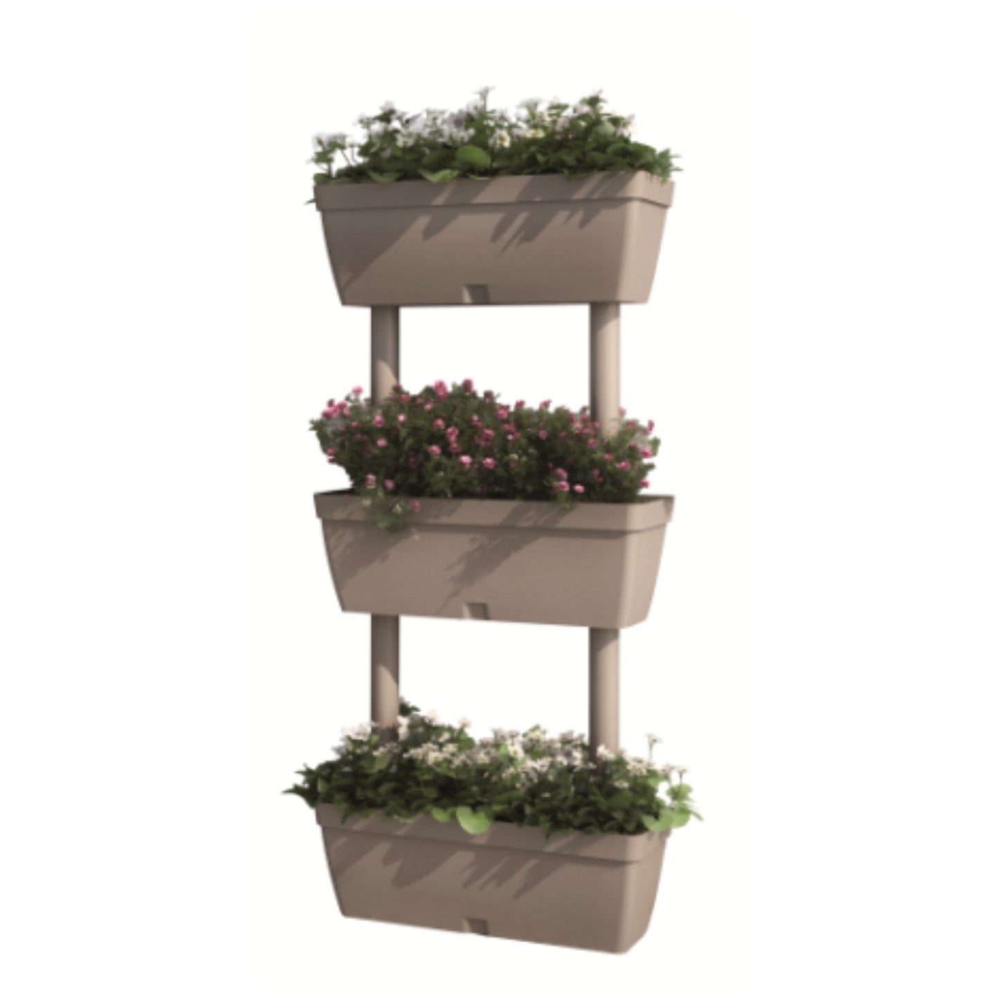 Kit fioriere verticali 3 pezzi in resina grigia, vaso per piante