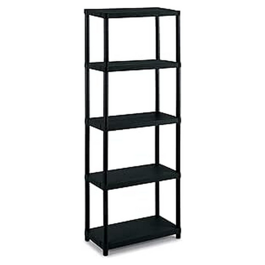 Scaffale modulare 5 ripiani in plastica rinforzata, 80x40x176 cm, facile da montare, resistente