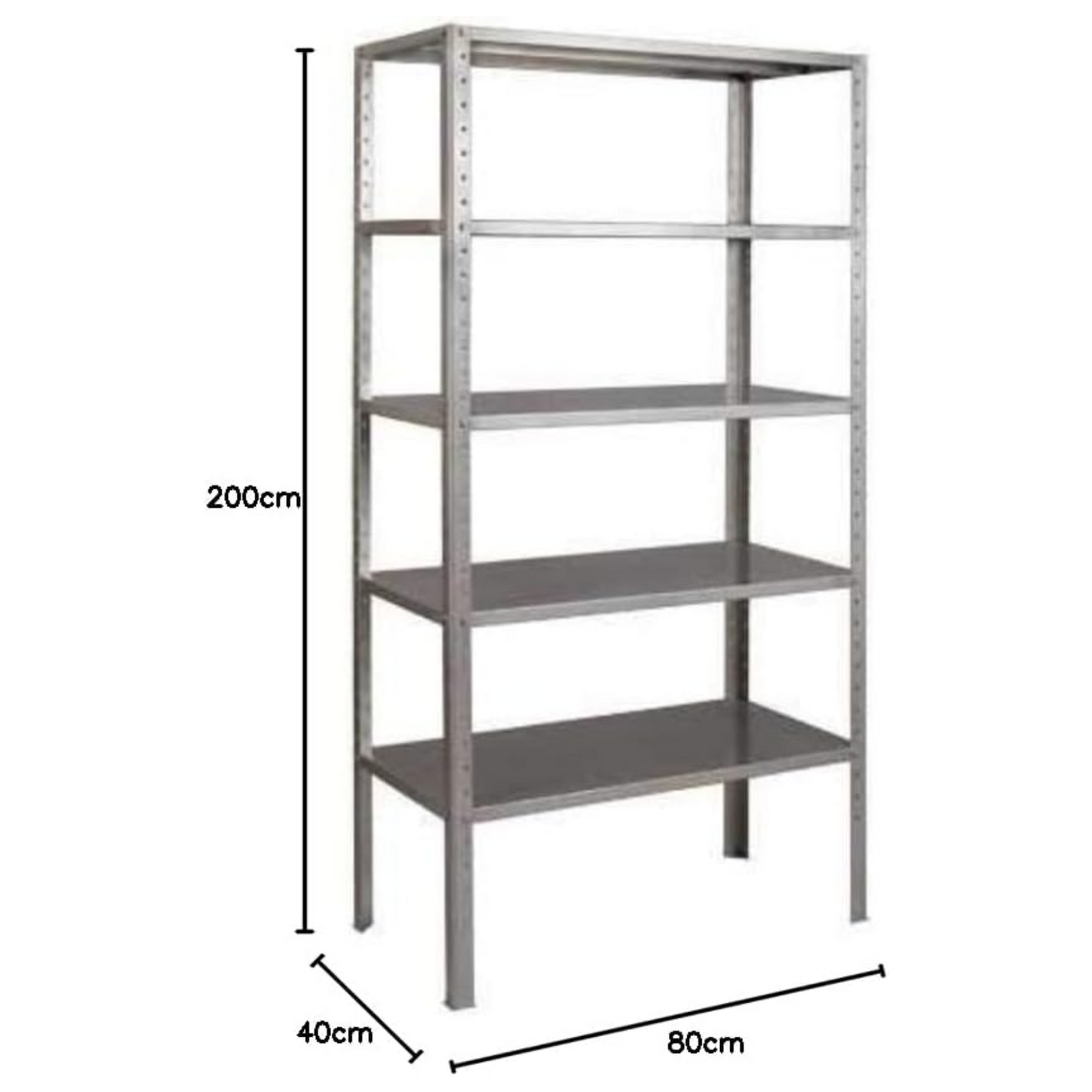 Scaffale in lamiera 5 Ripiani 80x40x200 cm grigio chiaro, salvaspazio, in acciaio verniciato